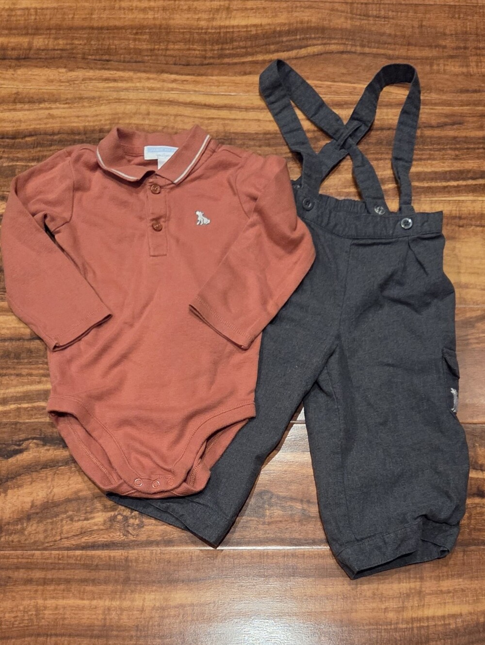 Janie and Jack EUC 12-18 Months Fox Bodysuit and Suspendor Pants